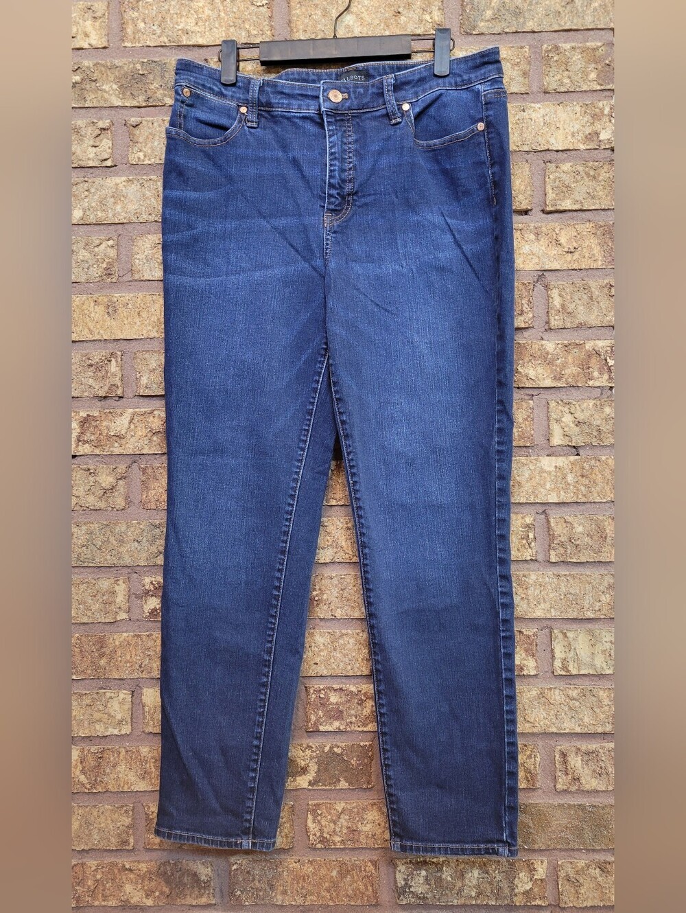 Talbots Slim Ankle Skinny Dark Blue Denim Jeans Size 10 Cotton Blend Stretch
